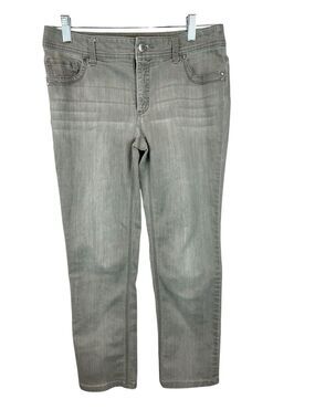 Chico's So Slimming Grey Jeans Size 00 Regular Embellished Pockets Stretchy